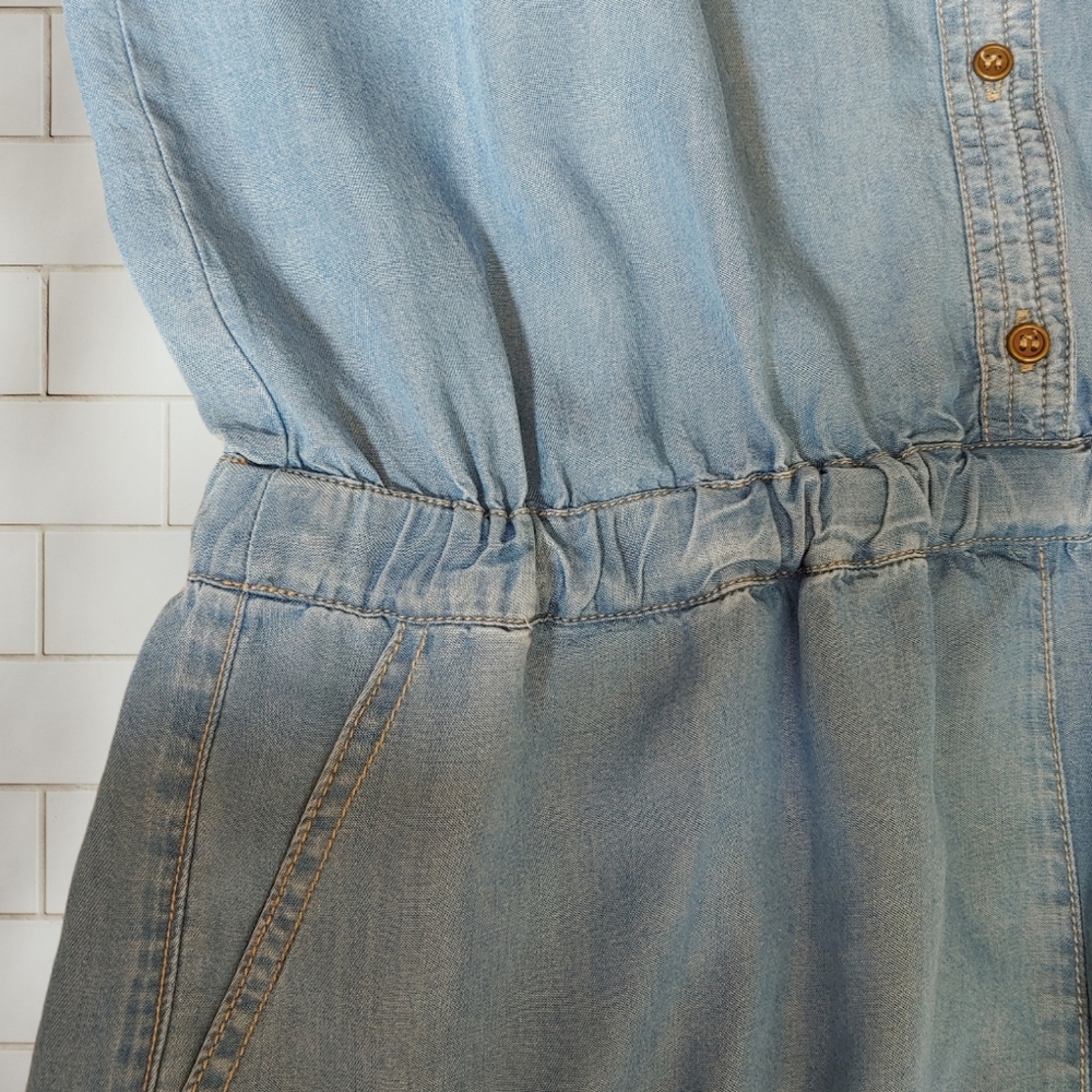 BLACK MARKET Denim Tencel Jumpsuit Romper Elastic Waist Medium Loose Fit - Picture 7 of 11